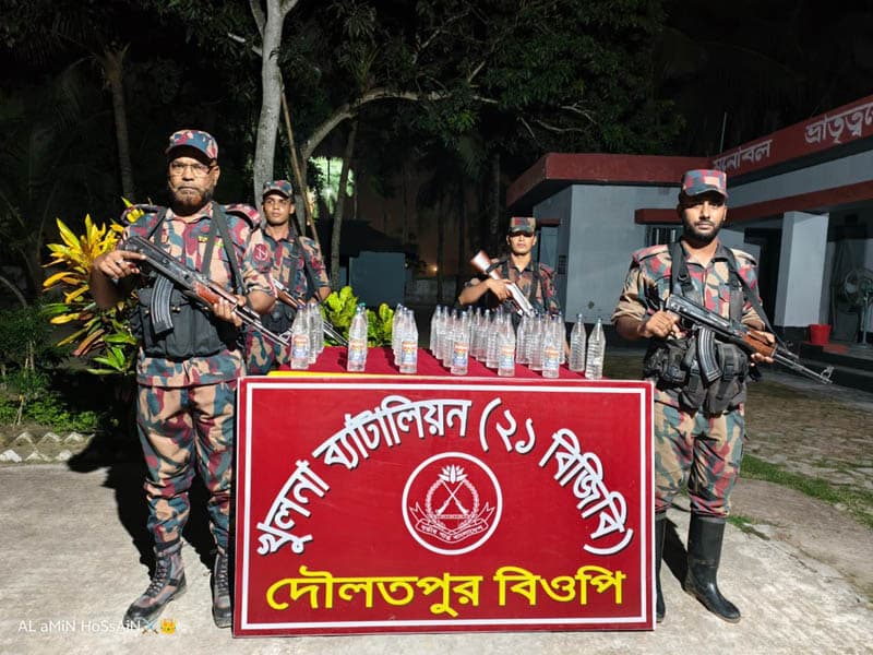 দৌলতপুর সীমান্তে ৩৪ বোতল ভারতীয় পাঞ্চ মদ জব্দ
