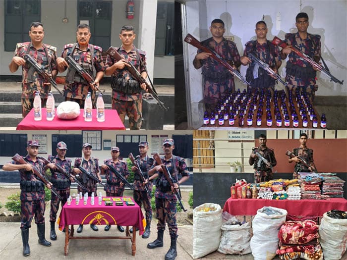 শার্শা সীমান্তে মদ-গাঁজাসহ বিভিন্ন ধরনের মাদক ও চোরাচালানি মালামাল জব্দ