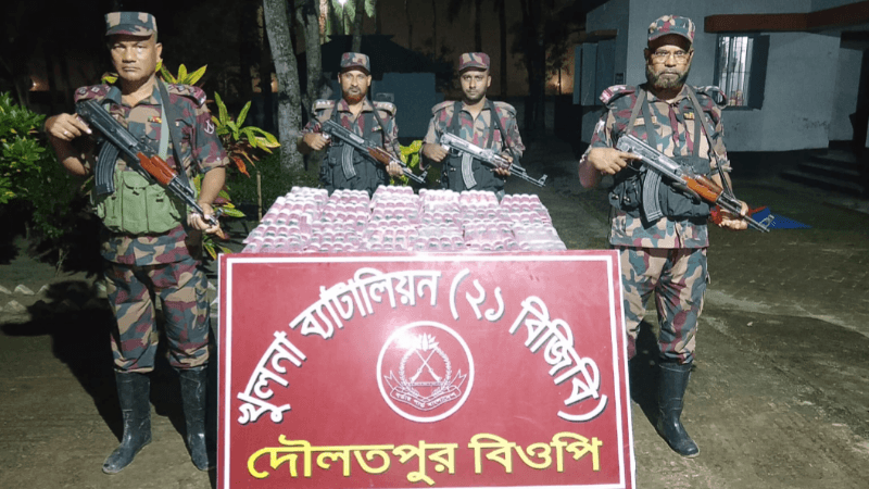 বেনাপোল সীমান্তের দৌলতপুরে বিজিবির অভিযানে ৭০০ পিস ভারতীয় পন্ডস ফেইস ওয়াশ আটক