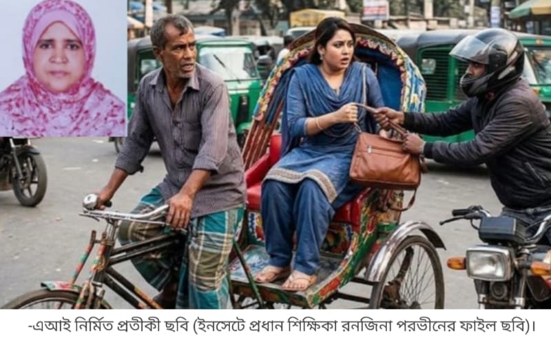 ব্যাগ ধরে টান, রিকশা থেকে ছিটকে পড়ে প্রাণ গেল প্রধান শিক্ষিকার