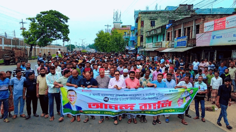 জুলাই গণঅভ্যুত্থানের দ্বিতীয় বার্ষিকীতে বেনাপোলে বিএনপির আনন্দ র‌্যালি ও সমাবেশ